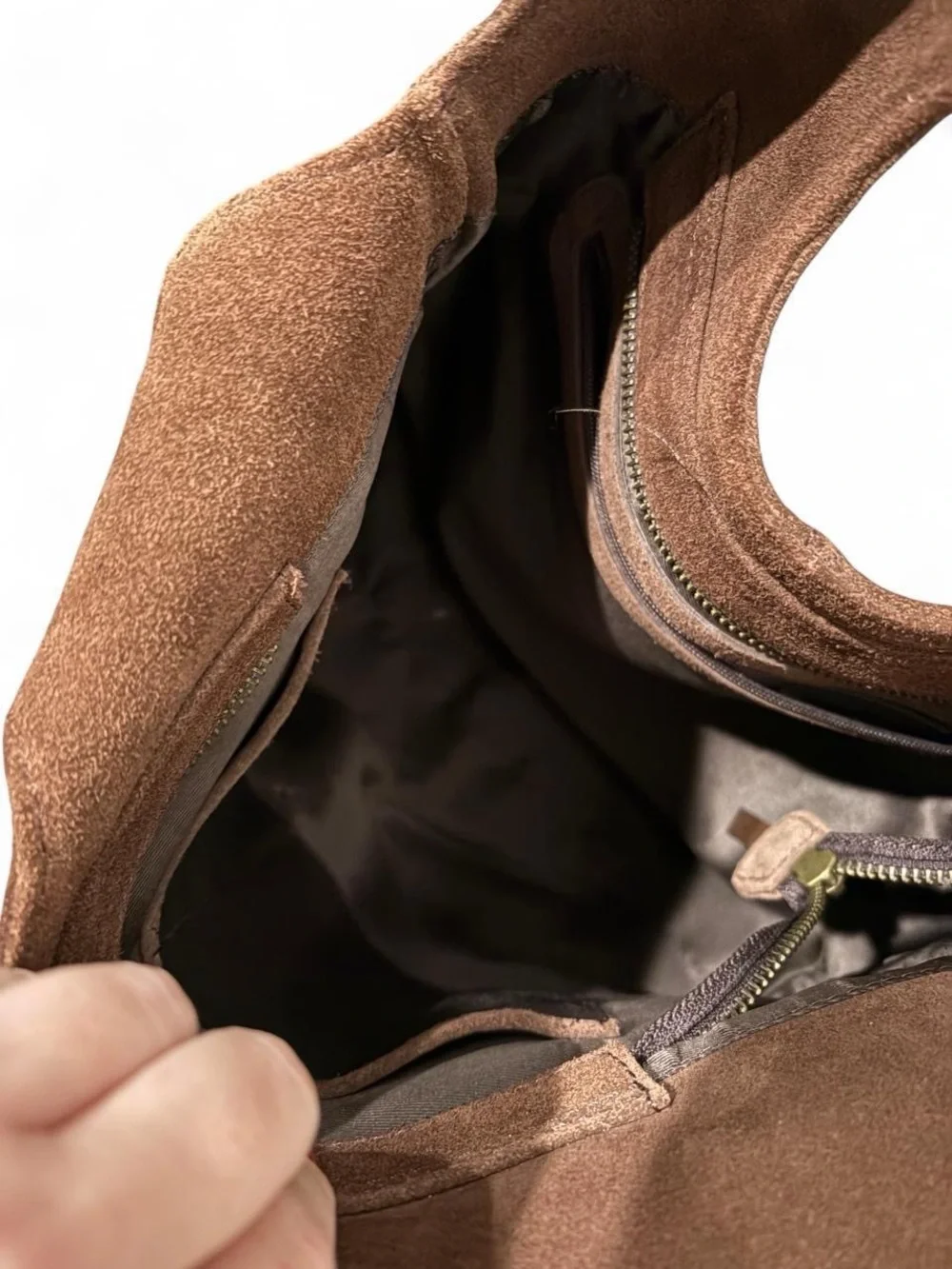 Brown Suede Tote Bag - Minimal Everyday Shoulder Bag